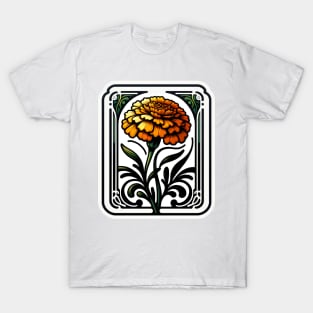 art nouveau marigold october Birth Month Flower T-Shirt